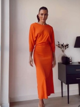 Sukienka Zara M dzianinowa odkryte plecy 