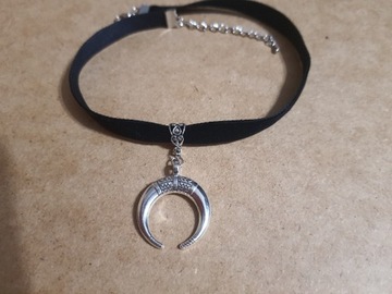 Choker czarna aksamitka księżyc lunula moon witch