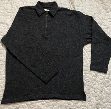 Matinique męski sweter wełniany L szary halfzip 