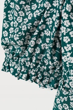  H&M Bluzka z bufiastym rękawem kwiaty top xs