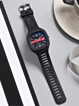 Zegarek męski czarny na silikonowym pasku