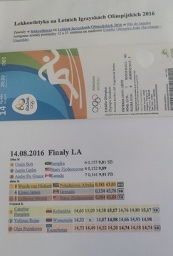Olimpiada Rio 2016 Finał LA 100m Usain Bolt i inne