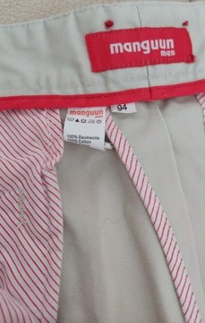 Manguun; piaskowe, męskie długie spodnie, roz. 94