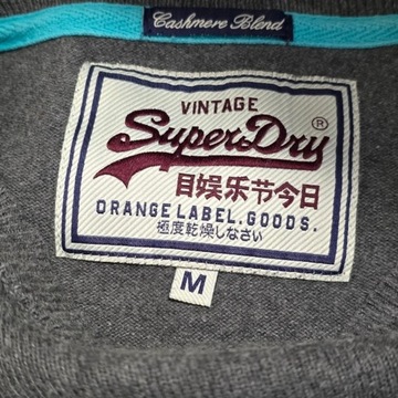 Sweter vintage Superdry bawełna kaszmir szary M