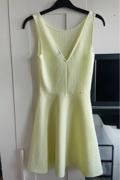 limonkowa żółta koktajlowa sukienka H&M xs