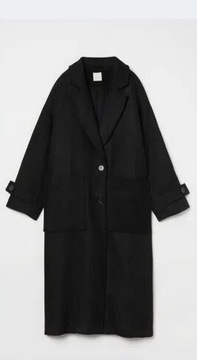 H&M, 44/XXL płaszcz z wełną oversize czarny