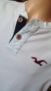 Hollister t-shirt męski L/XL biały na guziki lato 