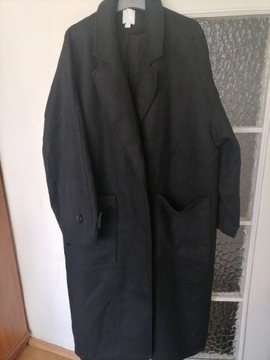 H&M, 44/XXL płaszcz z wełną oversize czarny