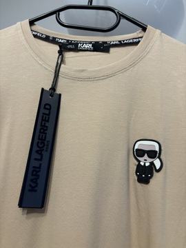 Koszulka Karl Lagerfeld bluzka t-shirt M beżowa 