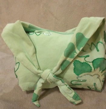  torebka z tkaniny, zielona z cekinami