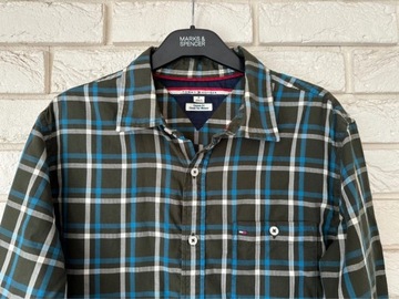 Tommy Hilfiger koszula w kratę khaki custom fit M