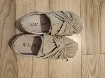 Buty szare skórze zamszowe typu slip-on Badura 36 