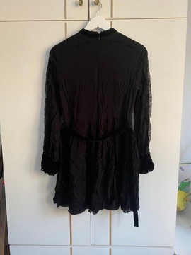 Mała czarna sukienka mini koronki Zara M/38
