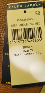 Ralph Lauren Belt Saddle CXB MED Brown 