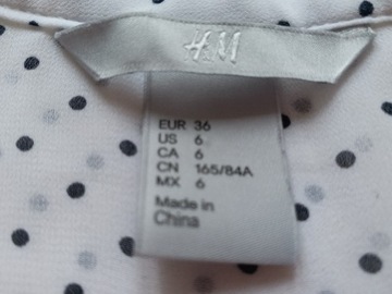 H&M bluzka biała w kropeczki rękaw motylki roz. 36