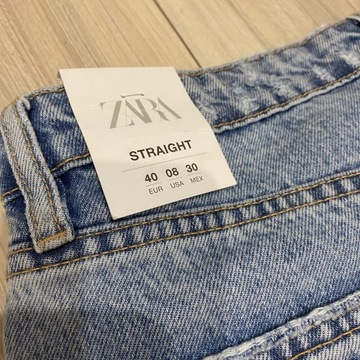 ZARA proste jeansowe spodnie o prostym kroju 