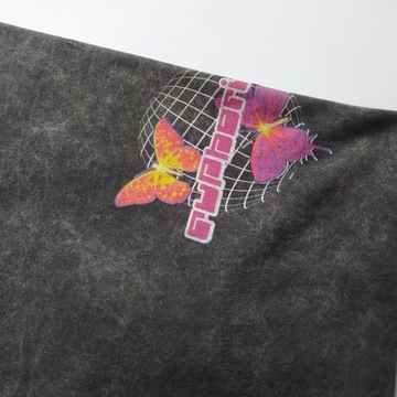 Koszulka Bawełna boohooMAN Oversize Butterfly And... Print Washed Coal