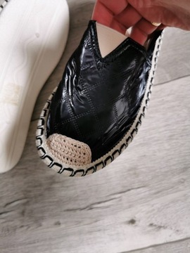 Nowe espadryle buty lakierowane materiał czarne 38