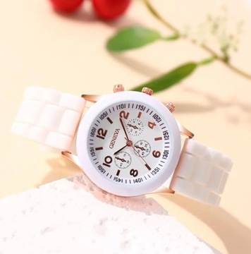 Elegancki luksusowy zegarek GENEVA biały