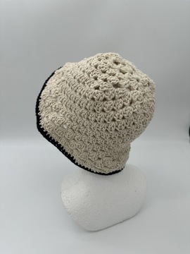Nowy letni beżowo czarny kapelusz typu bucket hat Handmade by Cute Peony 