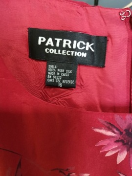 Patrick Collection sukienka z USA 100% jedwab r.16