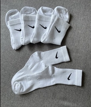 Nike Wysokie Białe Skarpety 36/39(5 par)