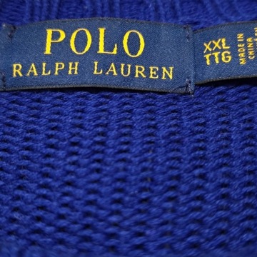 Sweter bawełniany Polo Ralph Lauren niebieski 2XL