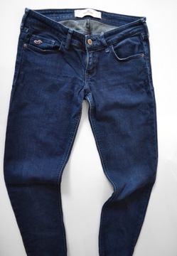 jeansowe spodnie Hollister jeansy granatowe M w26