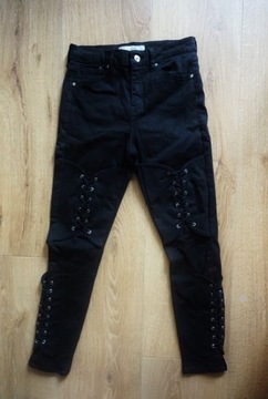 S 36 Topshop Jamie czarne spodnie jeansowe rurki 
