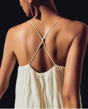 Massimo Dutti_ sukienka plisowana kremowa XS/S