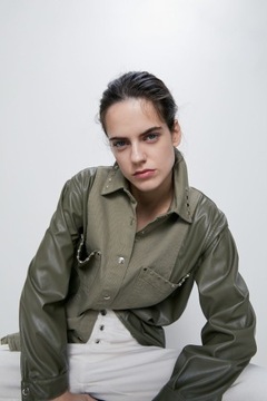 Zara kurtka bluza skóra khaki L sklep 199 zl