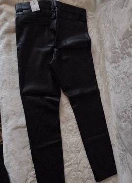 (40/L)ZARA/Skórzane Legginsy z Madrytu,rurki,NOWE 