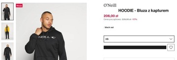 Oryginalna czarna bluza z kapturem O'NEILL 229zł !