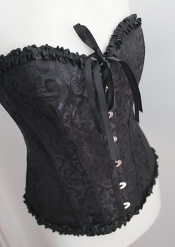 Nowy czarny gorset ornamenty Gothic steampunk cosplay S