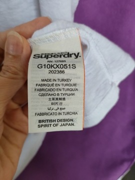 Biały t-shirt z kolorowym napisem Happy Superdry S