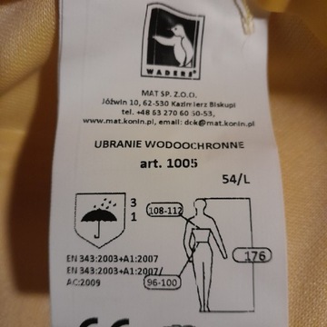 Ubranie wodoochronne Waders rozmiar 54/L