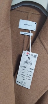 Reserved płaszcz trencz wełna nowy M