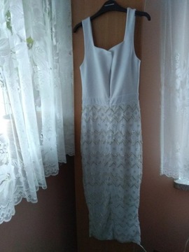 Asos Sukienka biała koraliki midi  M 38 biała