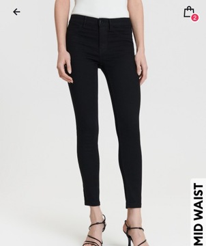 Sinsay jeansy mid waist czarne 36 s rurki spodnie