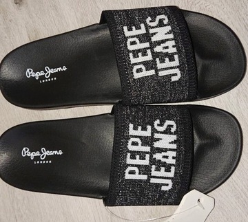 Klapki PEPE JEANS Black Slider Knit  r. 40