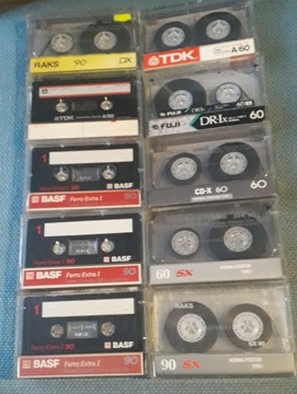 10 kaset magnetofonowych -  BASF, TDK, FUJI,  RAKS