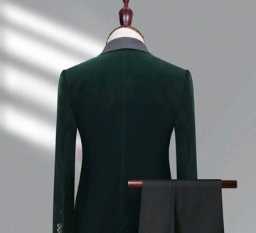 Garnitur męski zielona marynarka szare spodnie