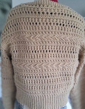 Rozpinany ażurowy beżowy sweter rozmiar L /XL