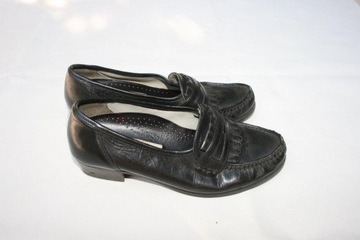 buty damskie czarne mokasyny 37 /38 dł 24cm +etui