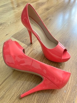 Pantofle "peep toe" na szpilce 12cm rozm. 37 nowe