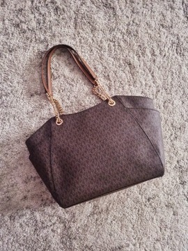 MK Michael Kors monogram Jet set nowa canvas brąz