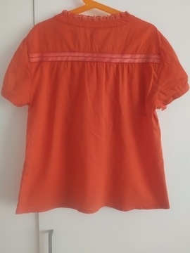 H&M bluzka pomarańczowa z koronką 36 S