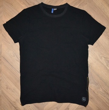 H&M _ czarna koszulka long z zamkami _ M
