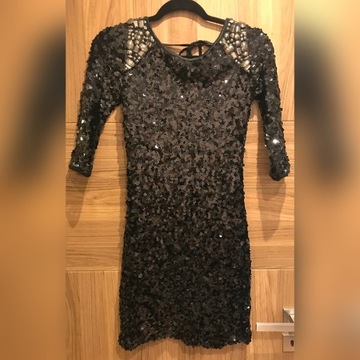 Sukienka cekinowa mini z aplikacjami rozmiar S/M