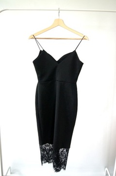 czarna wizytowa sukienka Asos 36S na ramiączkach V